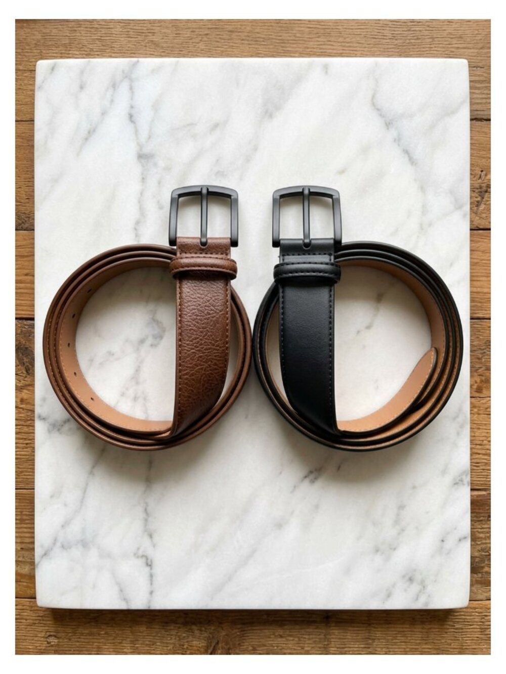 2-Pack Leather Belt for Men 1 3/8" 7 Eyelets Gift Boxed